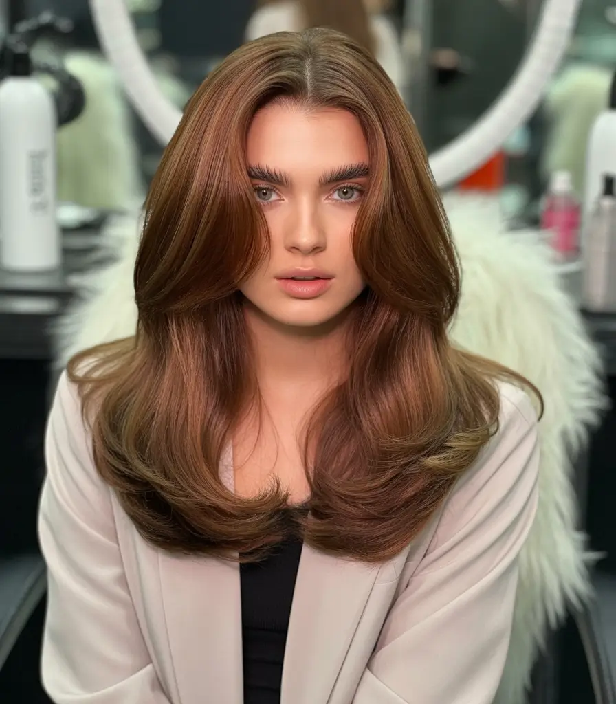 Chestnut brown fall hair color 2025 Structured Volume with Chestnut Depth