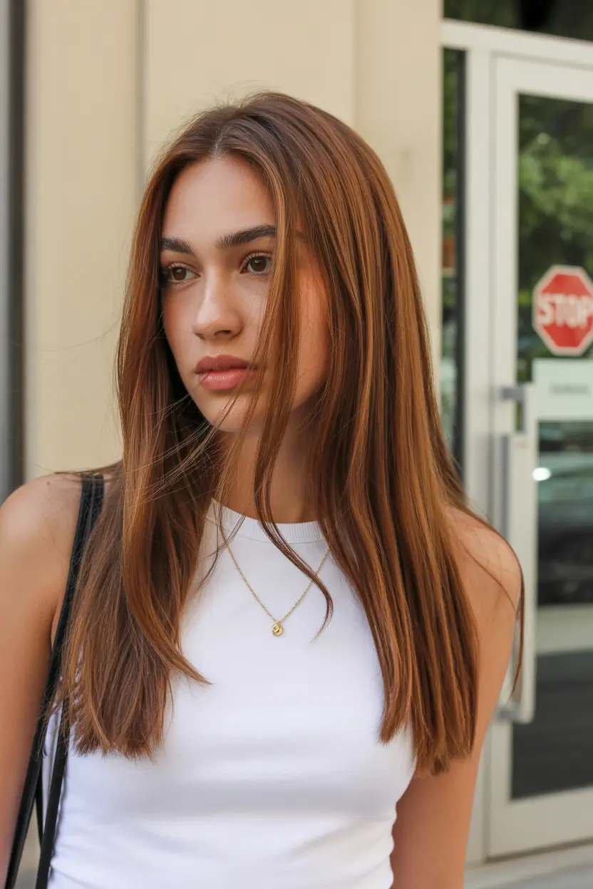 Chestnut brown fall hair color 2025 Street-Style Chestnut Glow