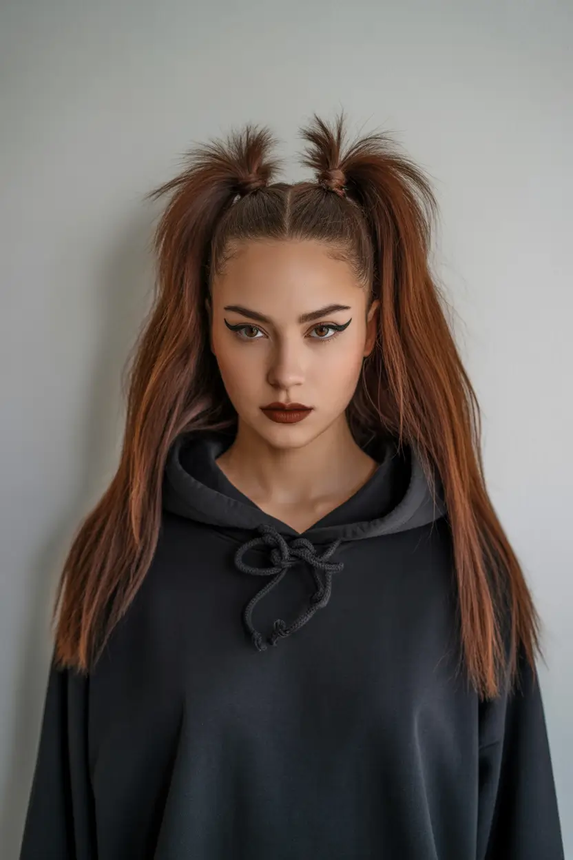 easy fall hairstyles 2025 Playful Twin Ponytails