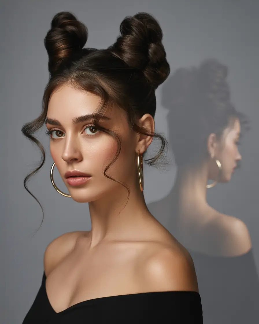 easy fall hairstyles 2025 Double Buns
