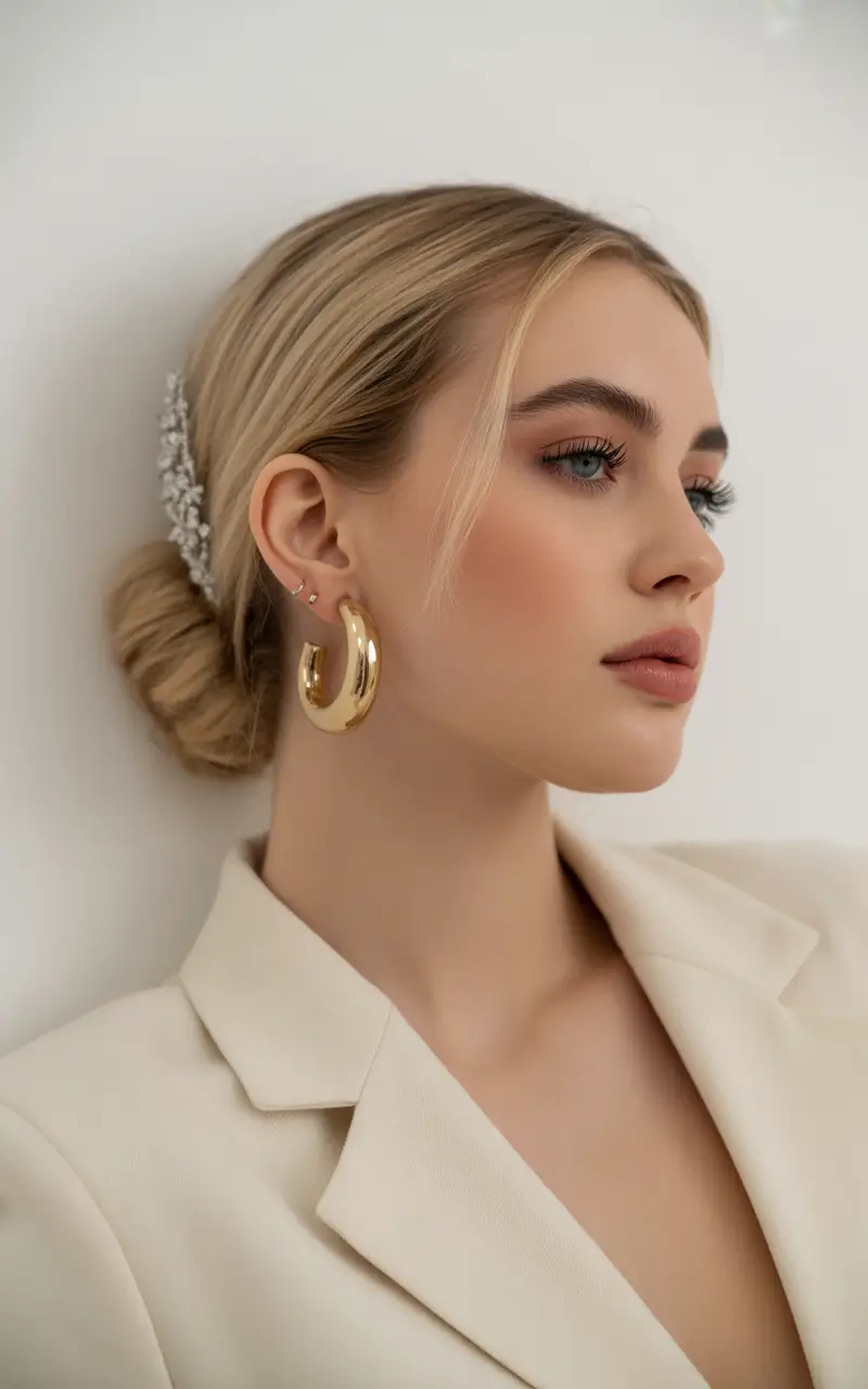 easy fall hairstyles 2025 Sleek Chignon with Embellished Clip