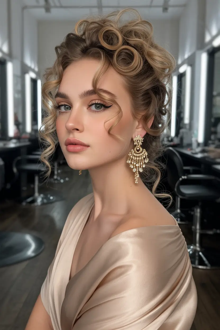 easy fall hairstyles 2025 curly vintage updo