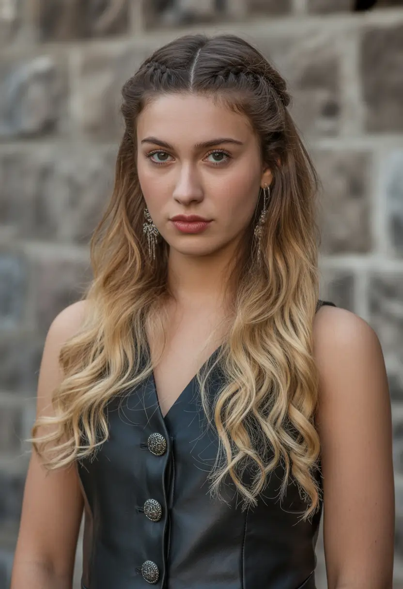 easy fall hairstyles 2025 Braided Crown with Waves