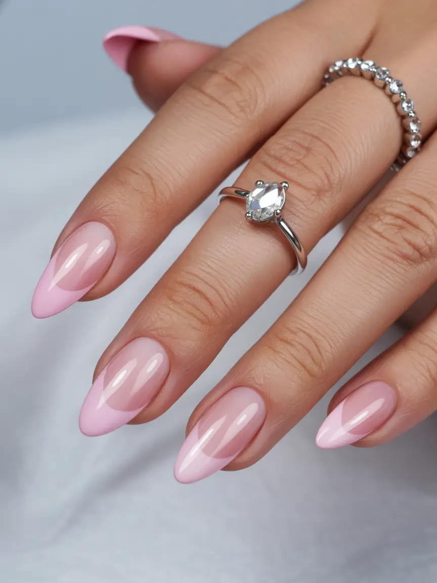 Cute Pink Fall Nails 2025 Glossy Baby Pink French