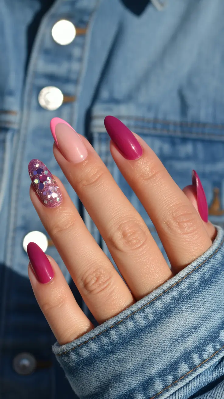 Cute Pink Fall Nails 2025 Playful Pink Mix and Match