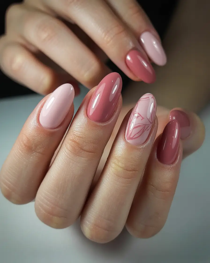 Cute Pink Fall Nails 2025 Muted Mauve With Delicate Line Art
