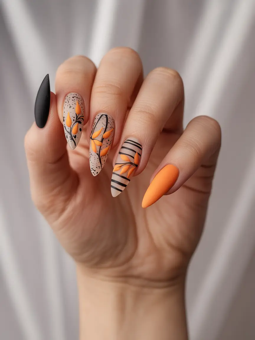 easy fall nail designs 2025 Modern Pumpkin Spice Energy