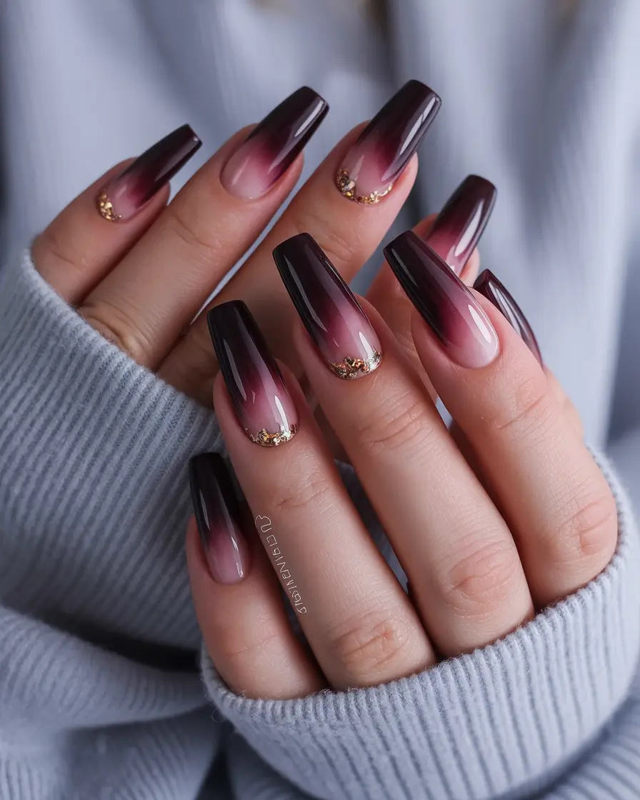 easy fall nail designs 2025 Plum Ombre Luxe