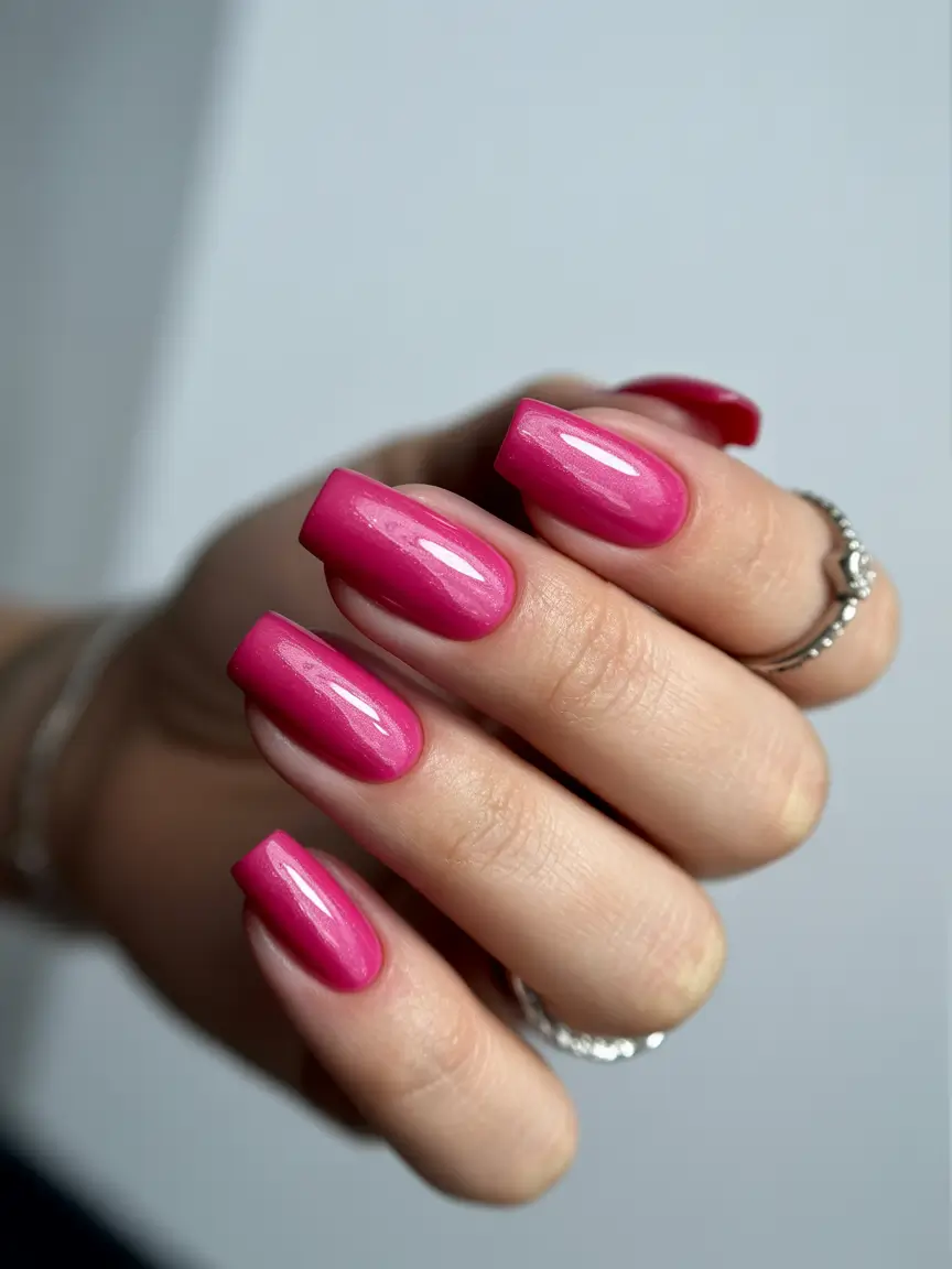 easy fall nails 2025 Vivid Pink Statement
