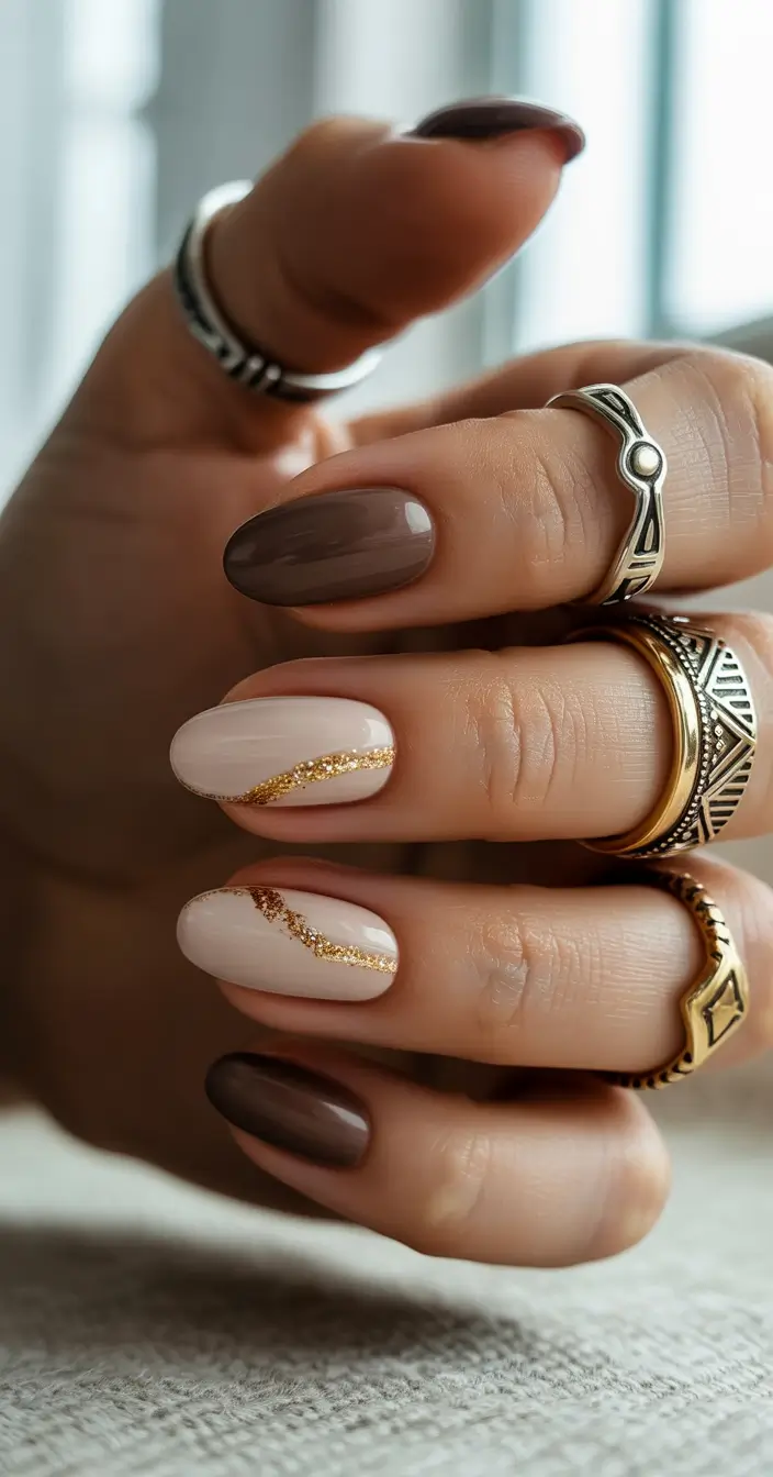 easy fall nail designs 2025 Golden Touch Neutrals