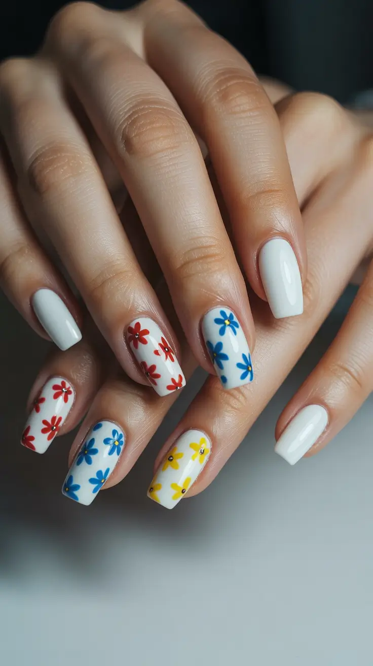 Fall 2025 Ballerina Nails Playful Florals on a Crisp White Canvas
