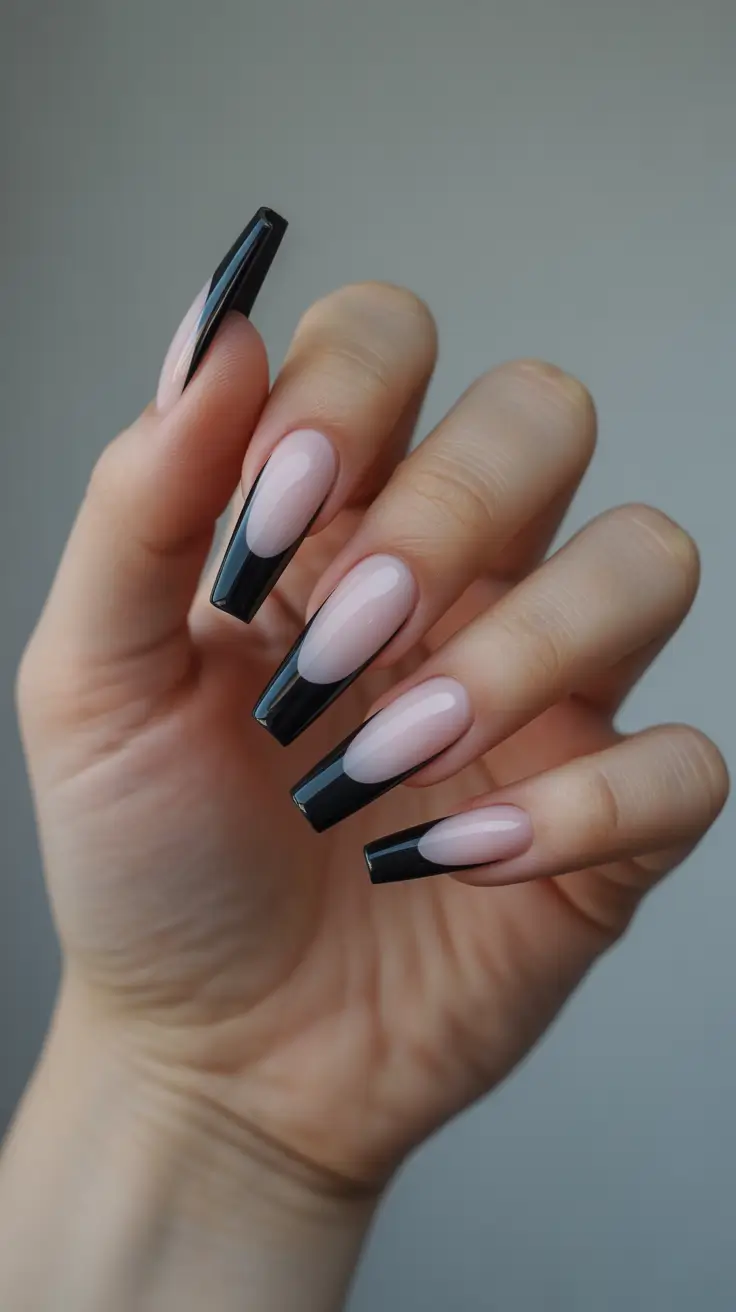 Fall 2025 Ballerina Nails Classic Black French with a Ballerina Twist