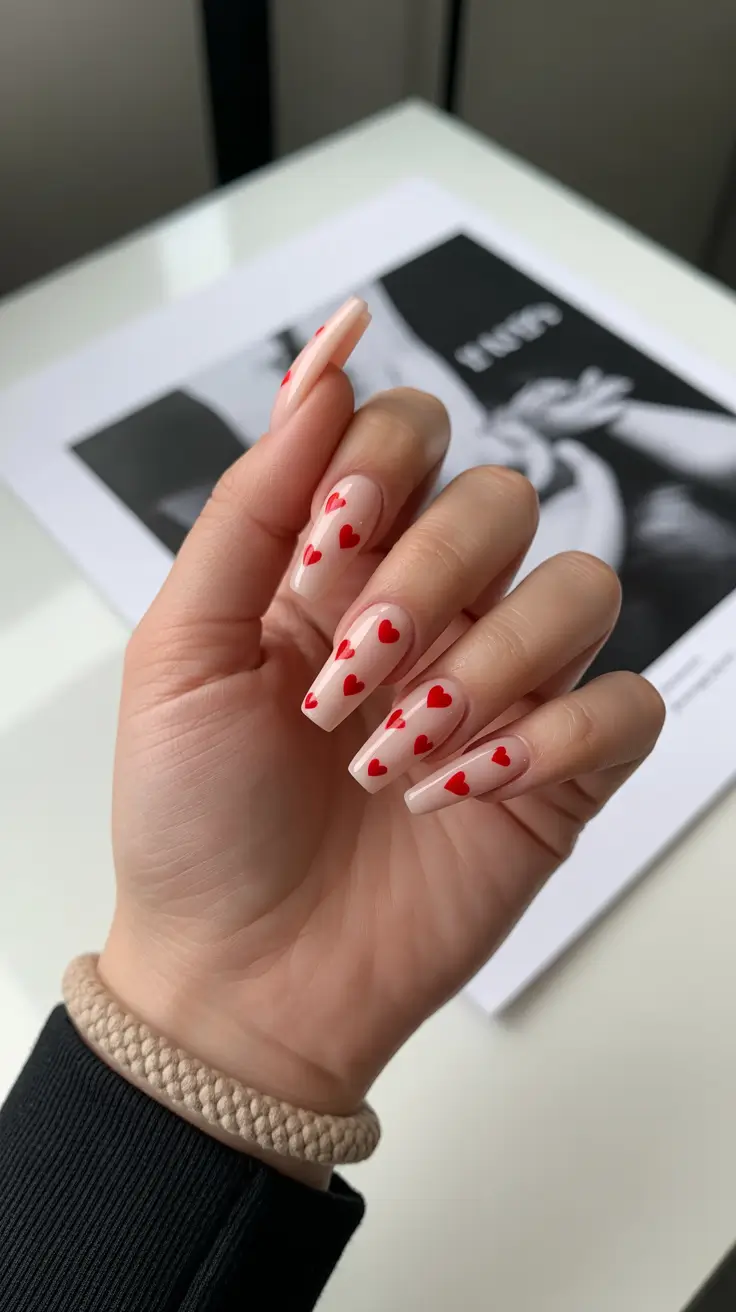 Fall 2025 Ballerina Nails Crimson Hearts