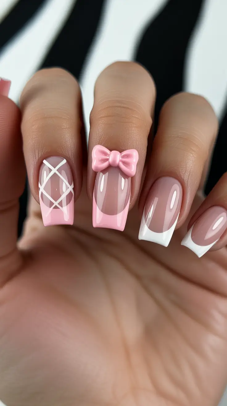 Fall 2025 Ballerina Nails Playful Pink Accents and Charming Details