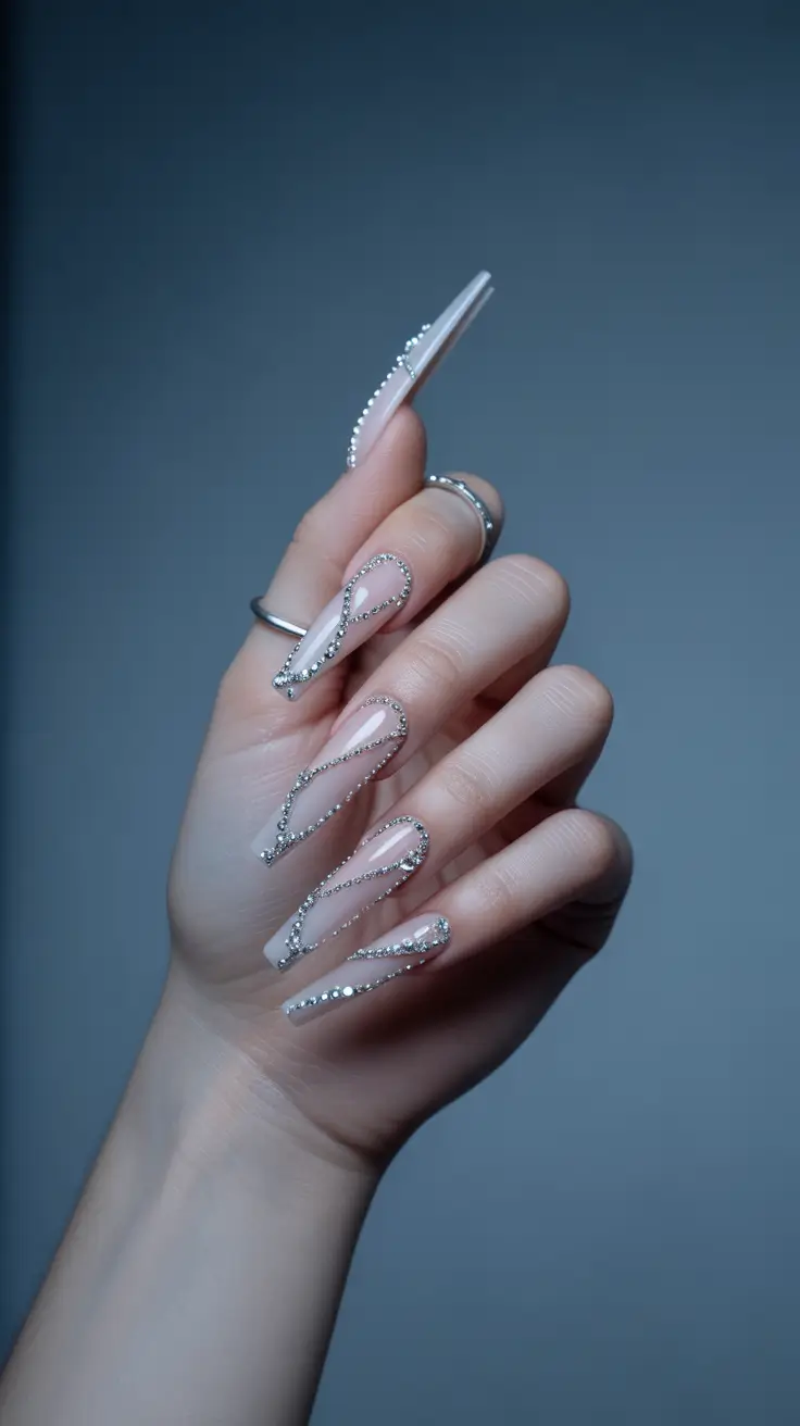 Fall 2025 Ballerina Nails Rhinestone Flow Luxe