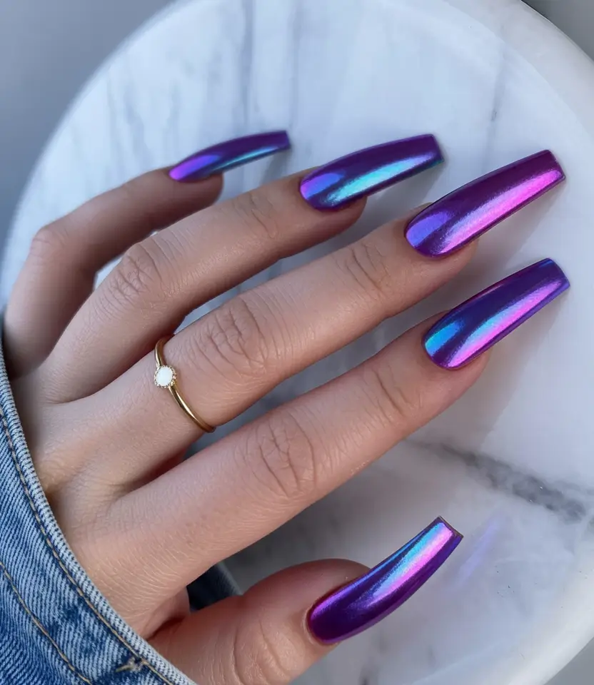fall 2025 colors for nails Violet Chrome Illusion