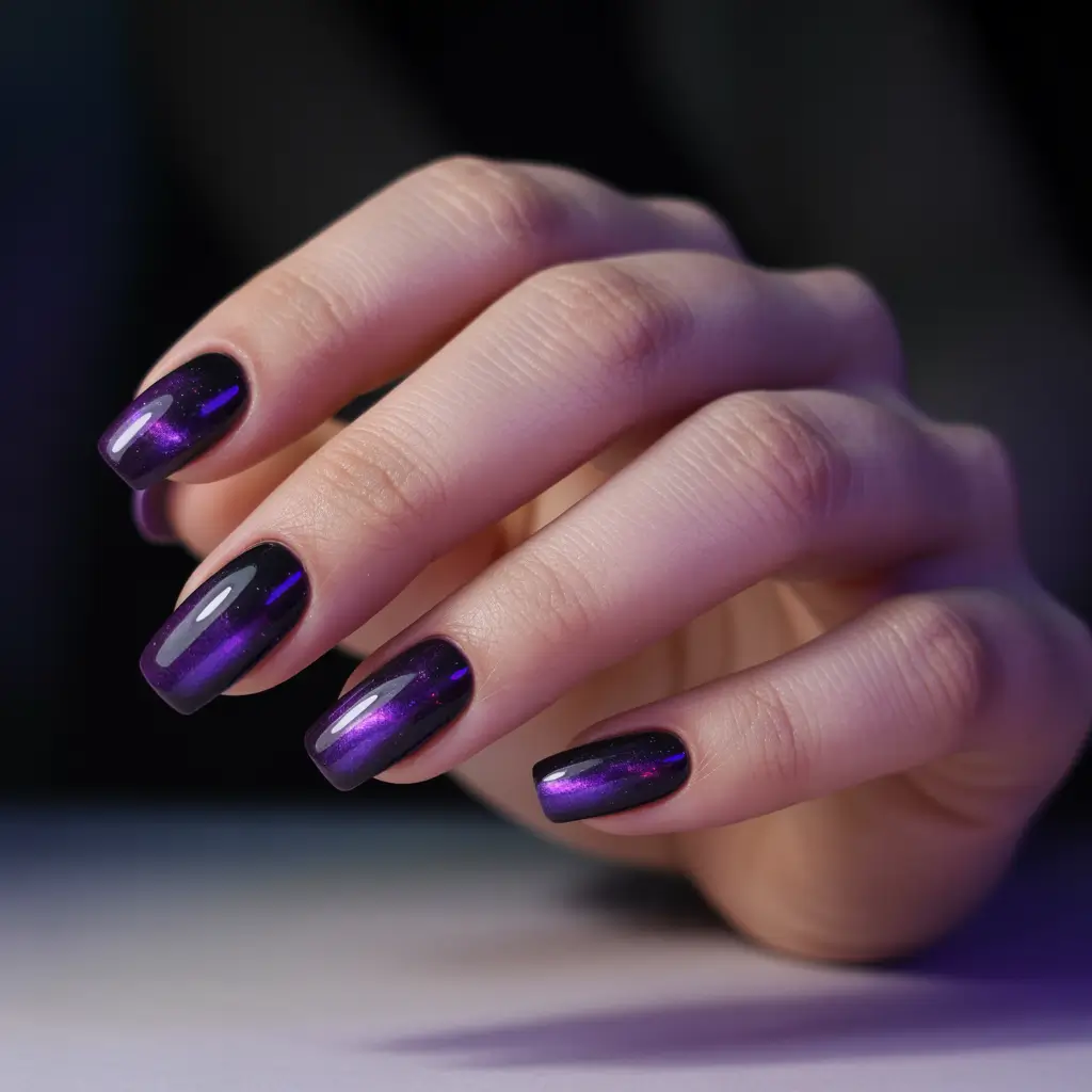 fall 2025 colors for nails Midnight Purple Galaxy