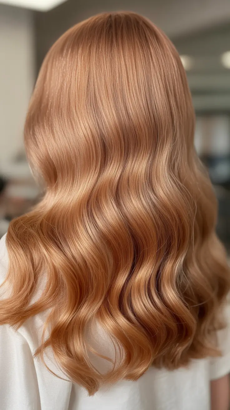 Fall Hair Color Ideas for Deep Skin Soft Copper Blush Waves