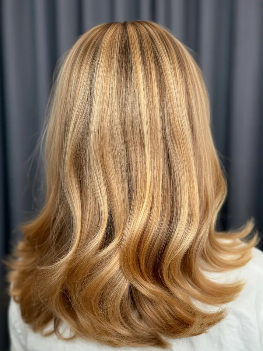 Fall Hair Color Ideas for Deep Skin Golden Butterscotch Shine