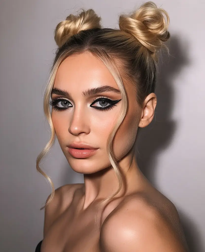 fall-hairstyles-and-colors-2025-High-Glam-Double-Buns