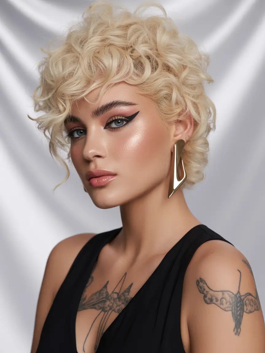 fall hairstyles and colors 2025 Short Curly Platinum Play