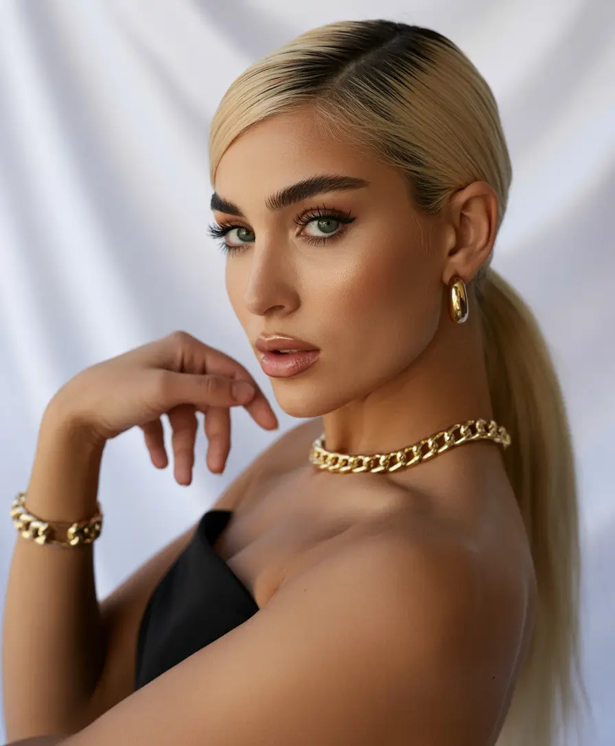 fall hairstyles and colors 2025 Sleek Side-Parted Ponytail