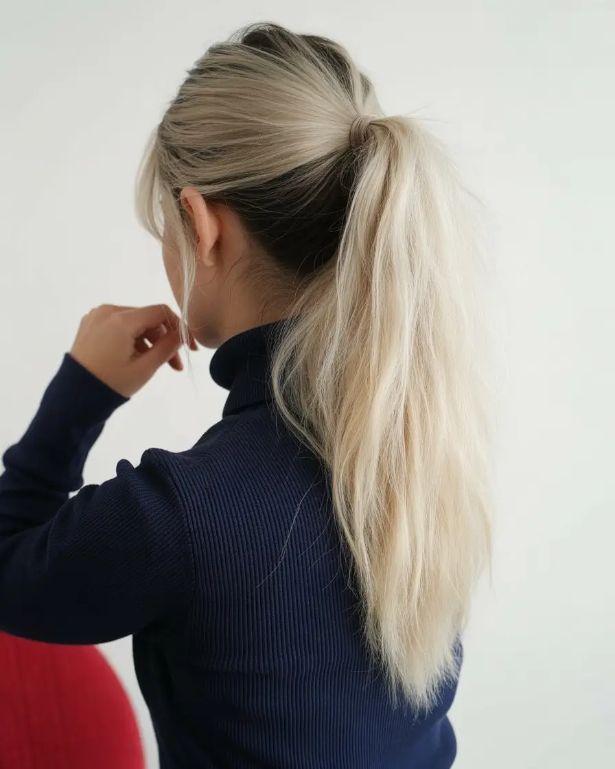 fall hairstyles and colors 2025 Textured Blonde Ponytail with Volume
