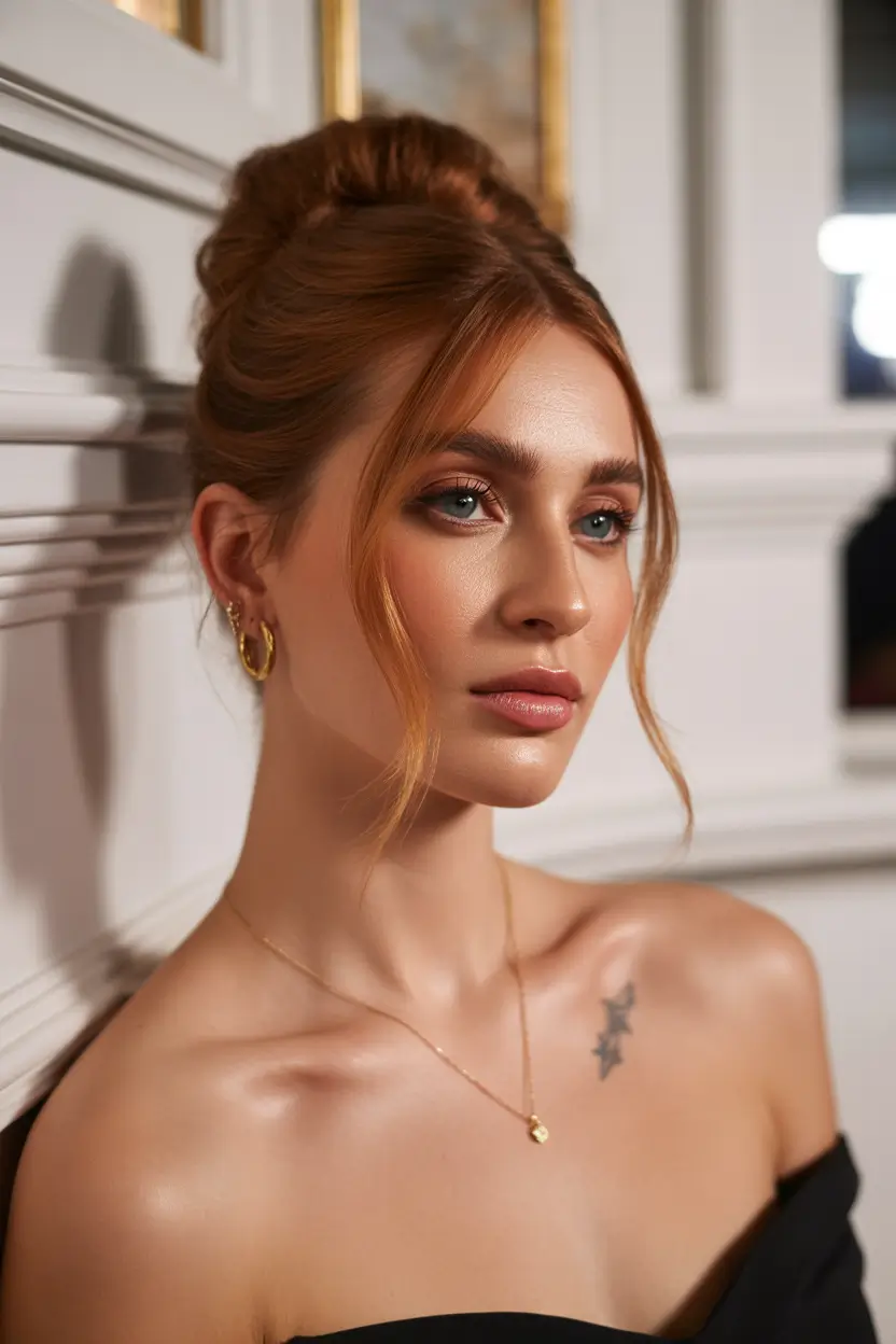 fall hairstyles and colors 2025 Romantic Auburn Updo