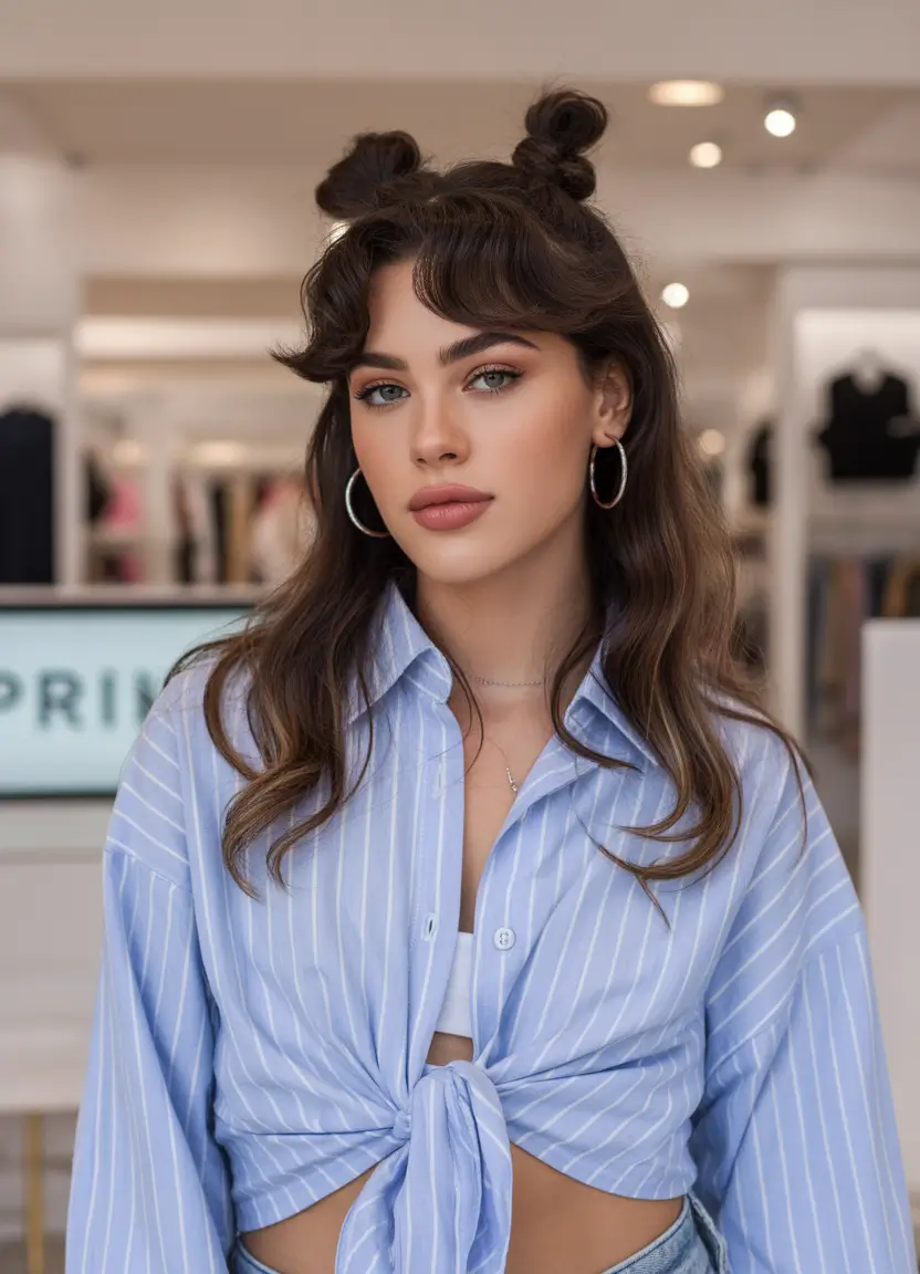 fall-hairstyles-and-colors-2025-Playful-Mini-Buns