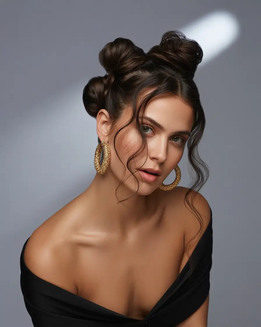 fall-hairstyles-and-colors-2025-Modern-Double-Buns
