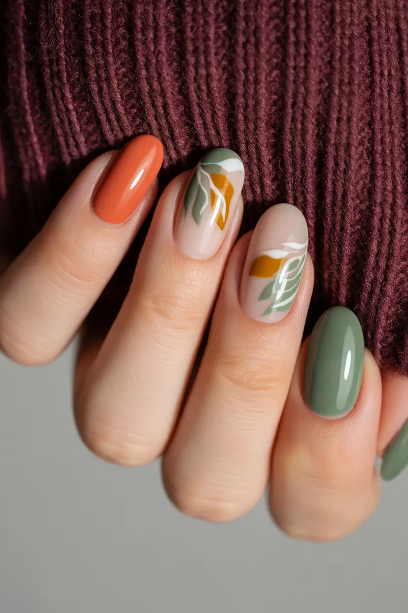 Fall 2025 Manicure Trends Rust and Sage Harmony