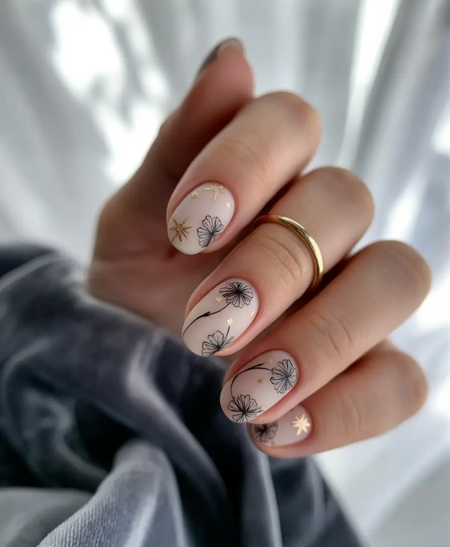 Fall-2025-Manicure-Trends-Neutral-Blossoms-with-Delicate-Gold