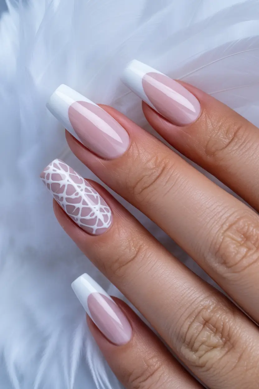Fall 2025 Manicure Trends French Illusion with Lattice Accent