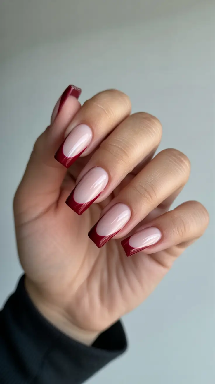 Fall 2025 Manicure Trends Deep Crimson French Drama