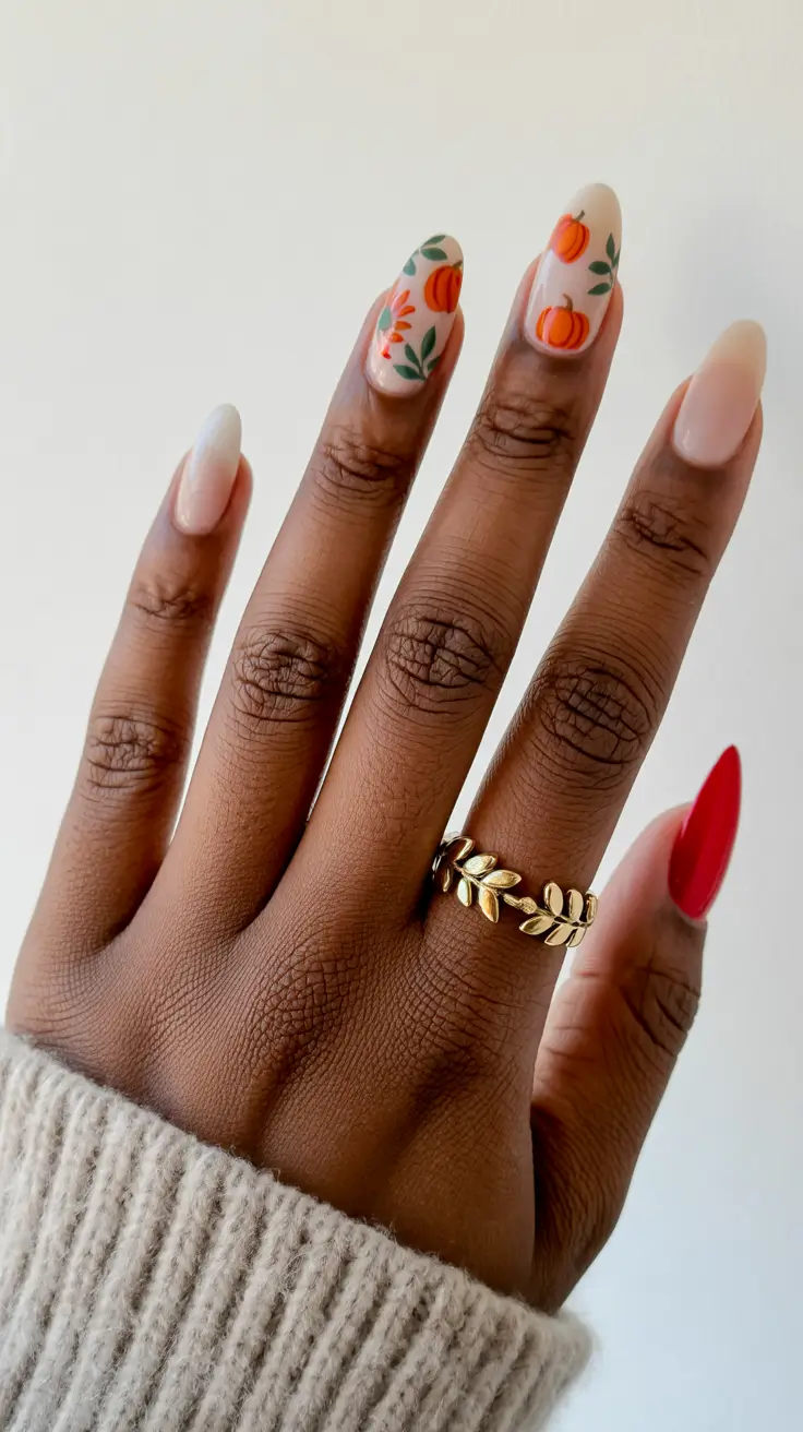 Fall 2025 Nail Colors for Dark Skin Pumpkin Patch Nails