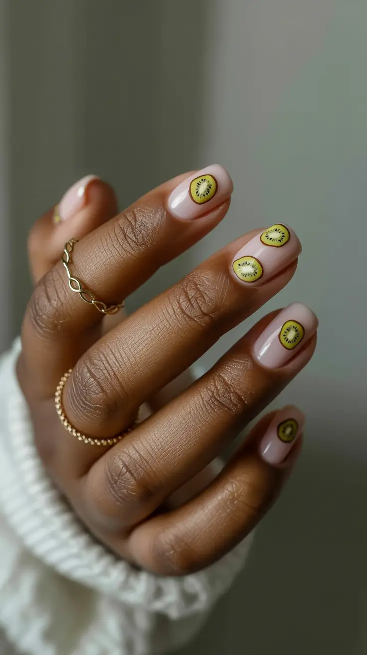 Fall 2025 Nail Colors for Dark Skin Minimal Kiwi Pop