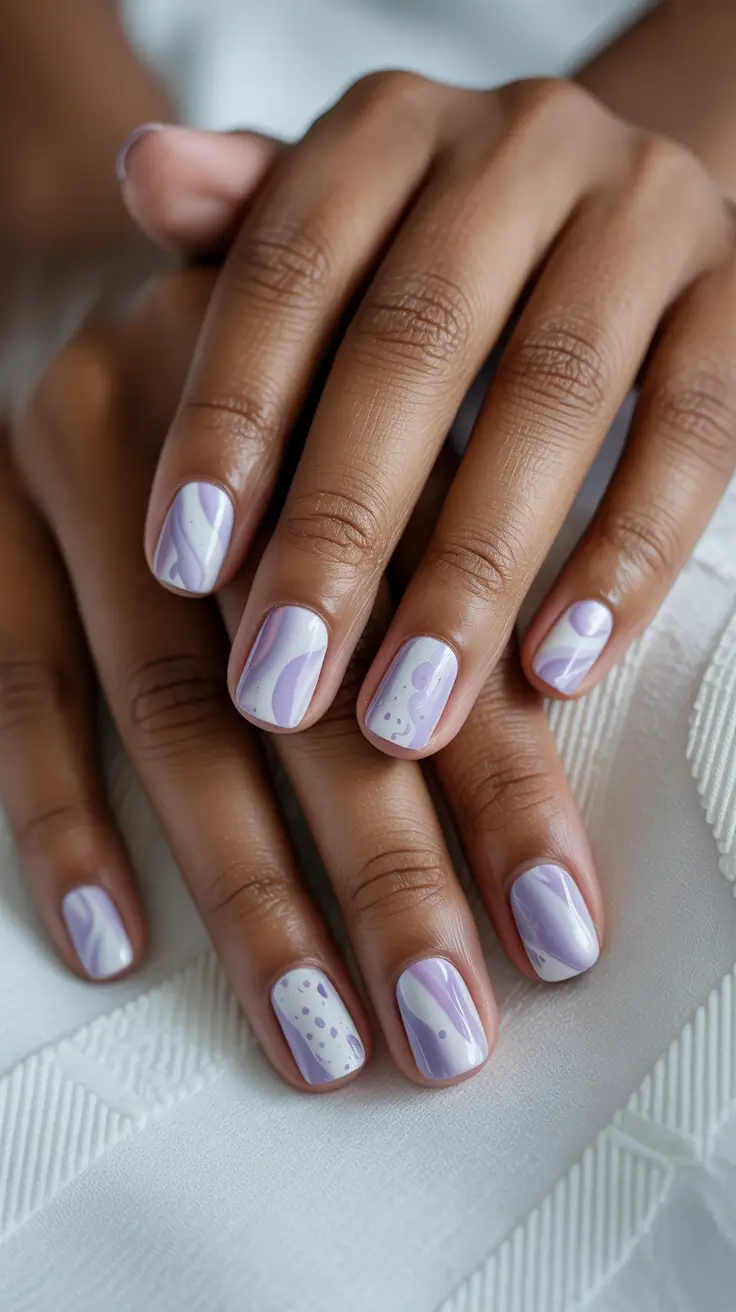 Fall 2025 Nail Colors for Dark Skin Lavender Swirl Play