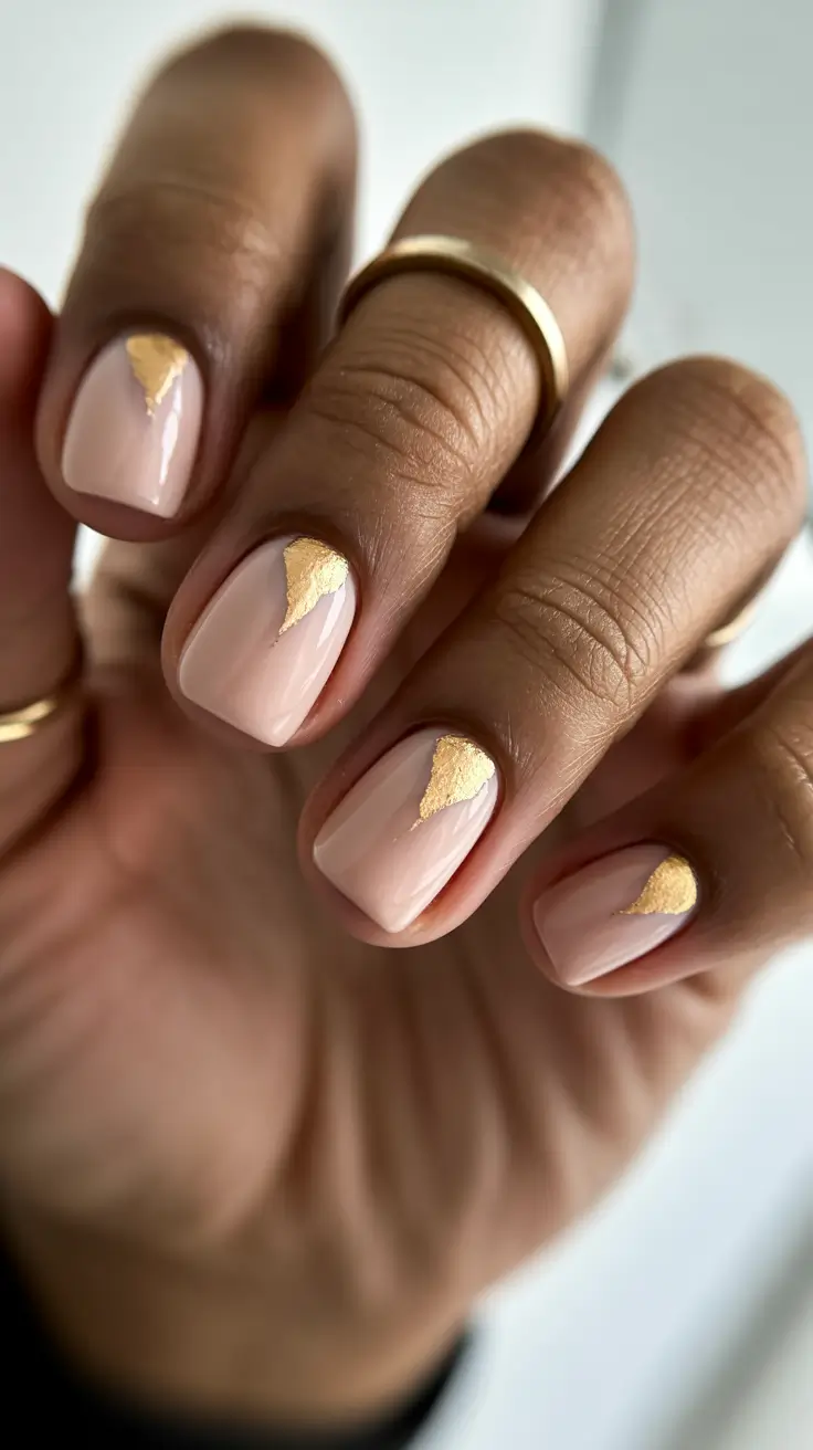 Fall 2025 Nail Colors for Dark Skin Neutral Base with Golden Tips