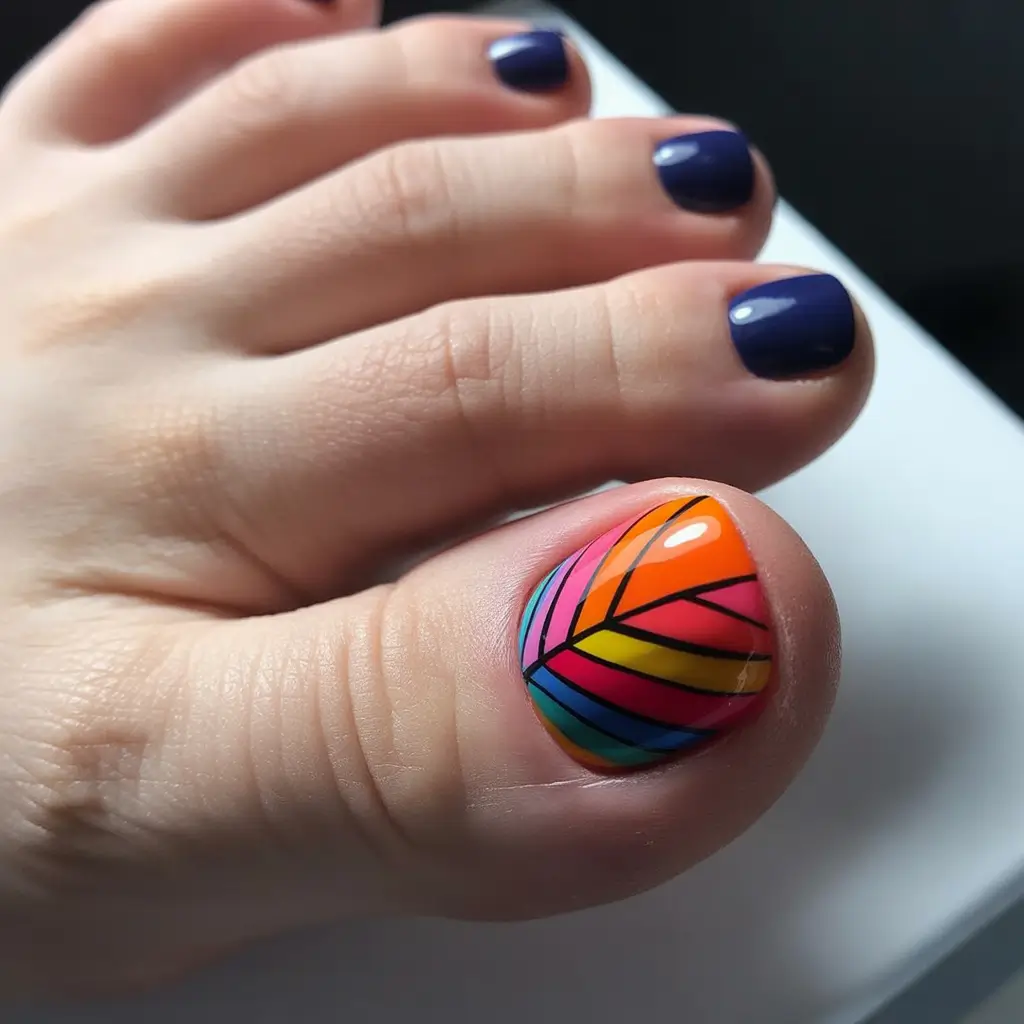 Autumn Pedicure Colour Retro Chevron with a Moody Twist