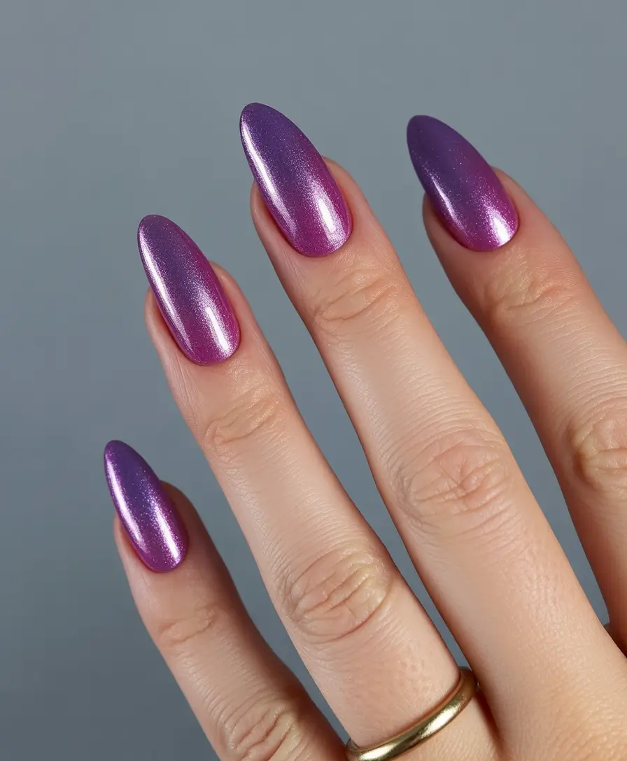 Fall Cat Eye Nail Designs 2025 Twilight Purple Ombre