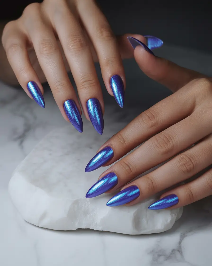 Fall Cat Eye Nails 2025 Electric Sapphire Cat Eye