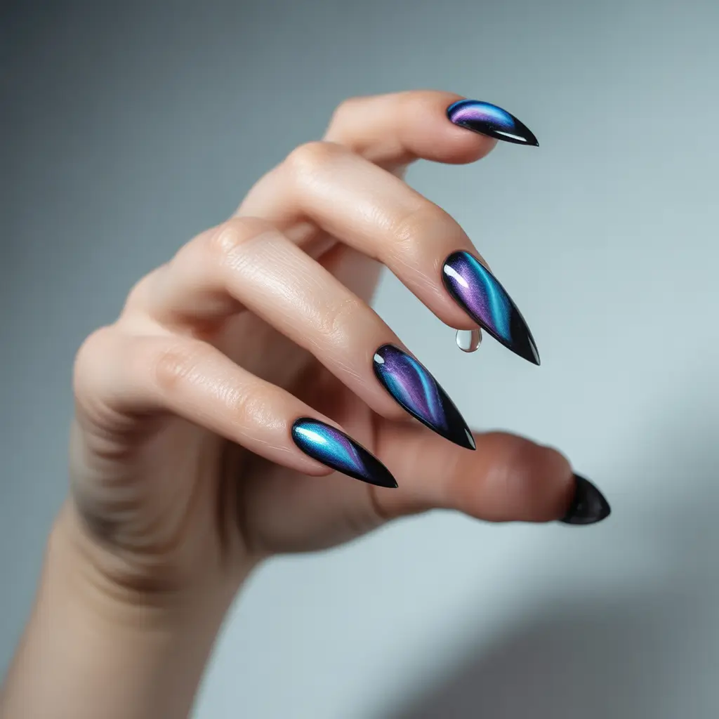 Fall Cat Eye Nails 2025 Midnight Mirage Cat Eye