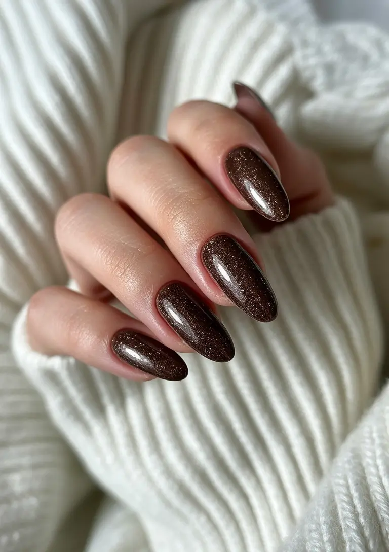 Fall Cat Eye Nail Designs 2025 Sweater Weather Sparkle