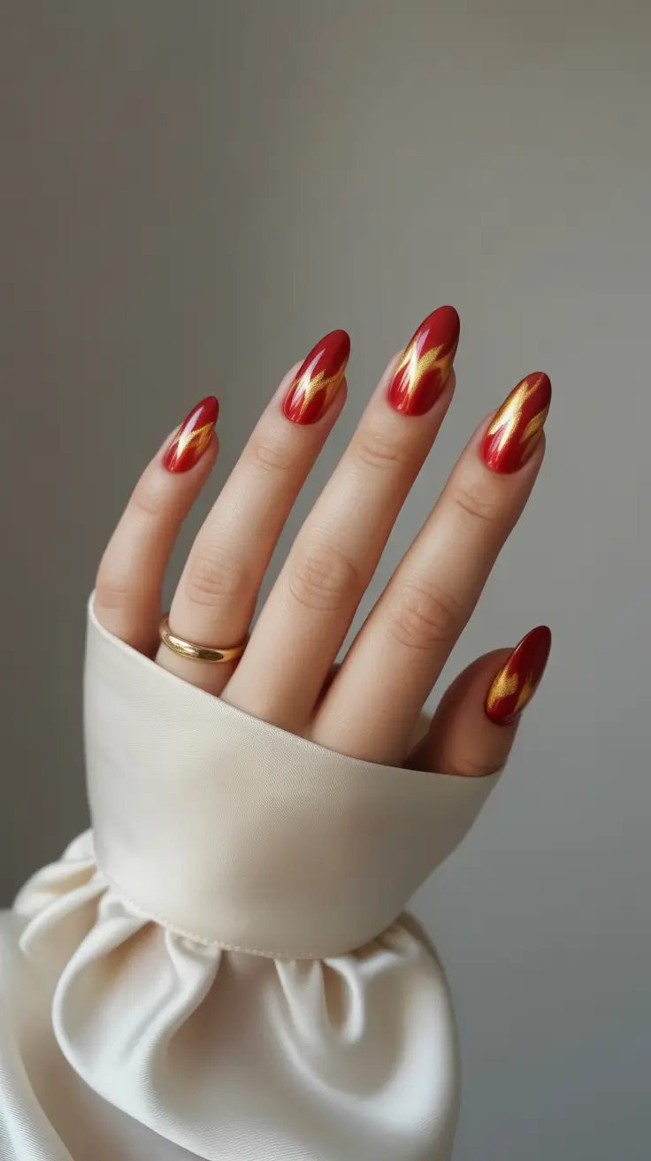 Fall Cat Eye Nail Designs 2025 Fiery Autumn Red