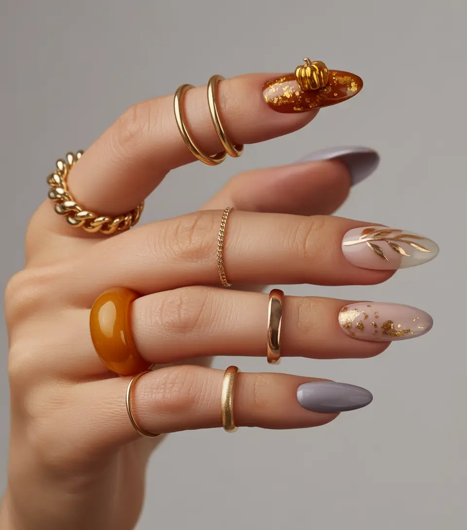 Fall Nail Art Designs 2025 Pumpkin Spice Elegance