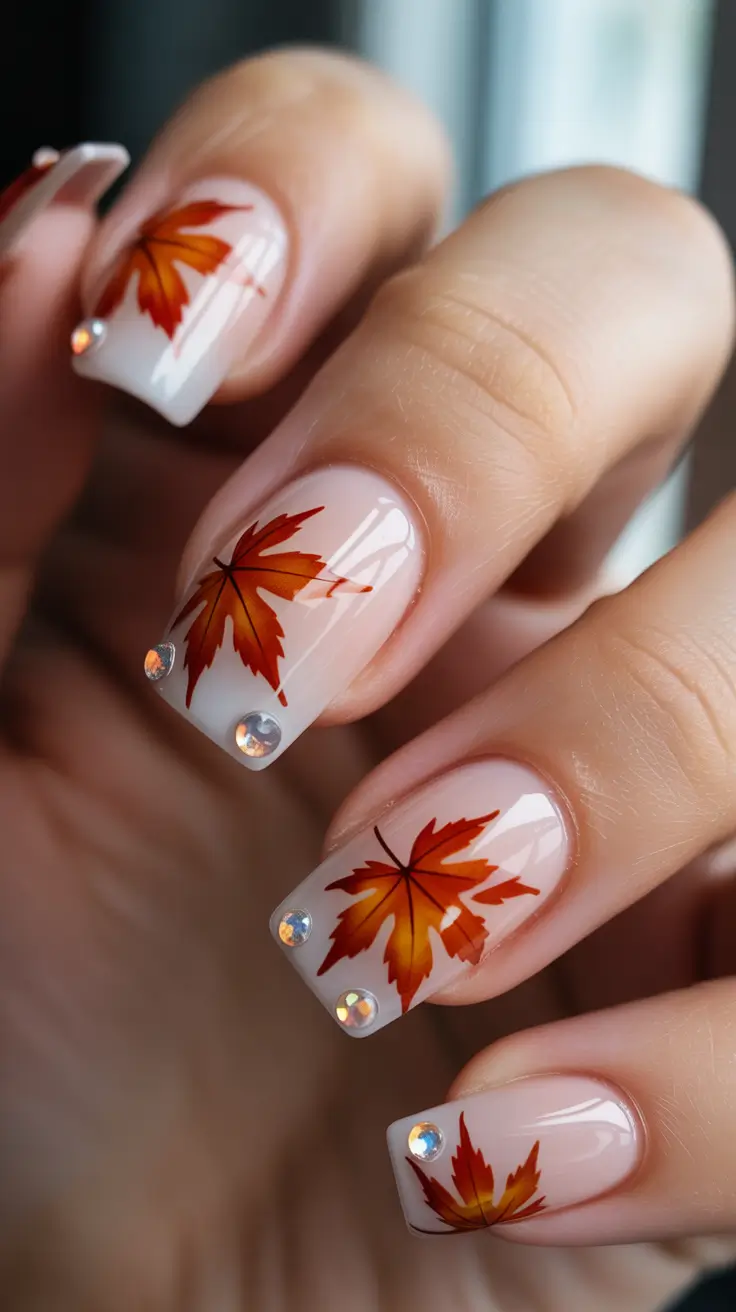 Fall Nail Art Designs 2025 Maple Glow Charm