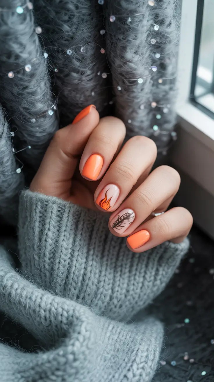 Fall Nail Colors for Fair Skin 2025 – Warm Orange Glow With Delicate Details