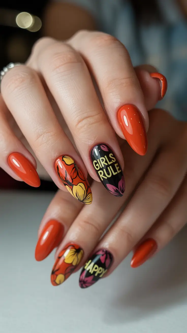 Fall Nail Colors for Fair Skin 2025 – Statement Red With Playful Graphics