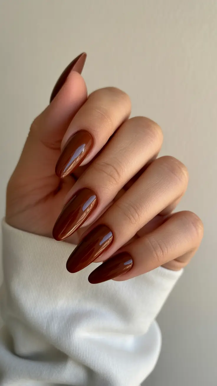Fall Nails 2025 Velvety Chestnut Almonds