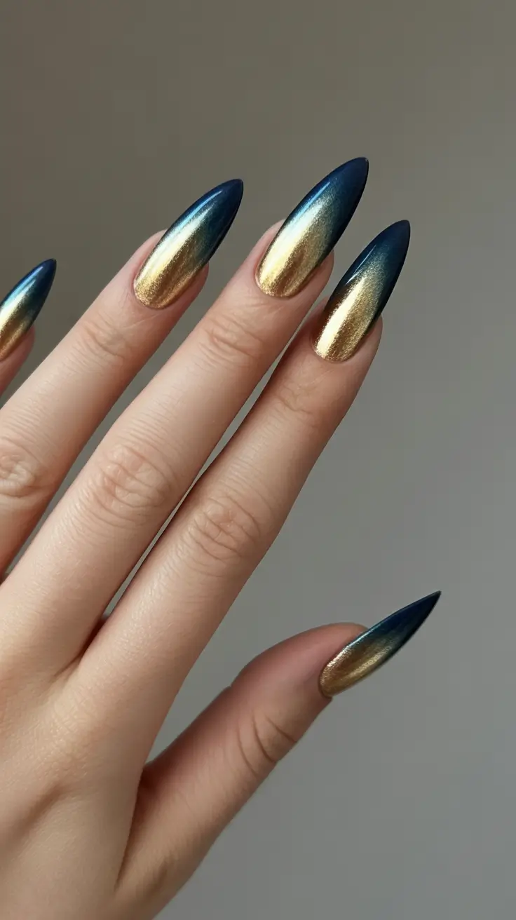 Fall Nails 2025 Gilded Midnight Ombre